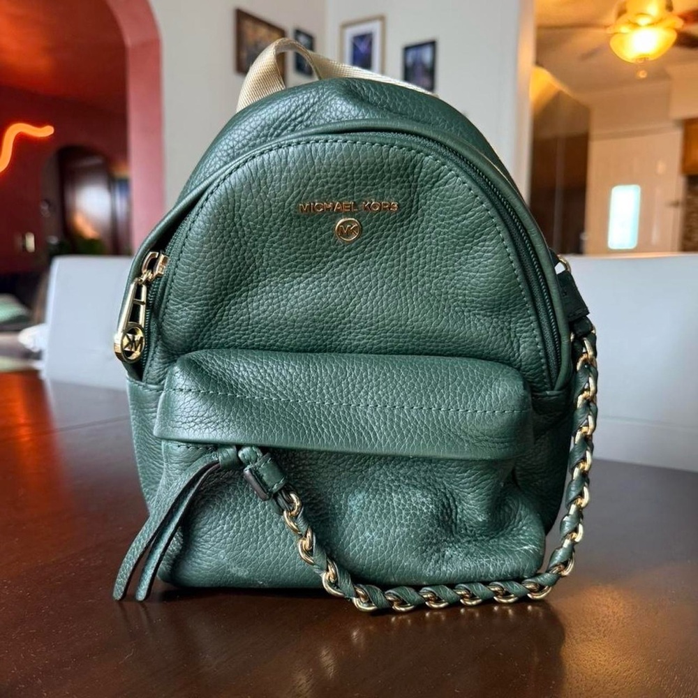 Michael Kors Forest Green Leather Mini Backpack